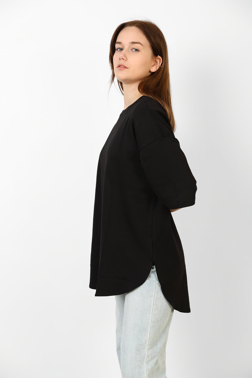 WOMEN - Black Oversized Sleeve T-shirt