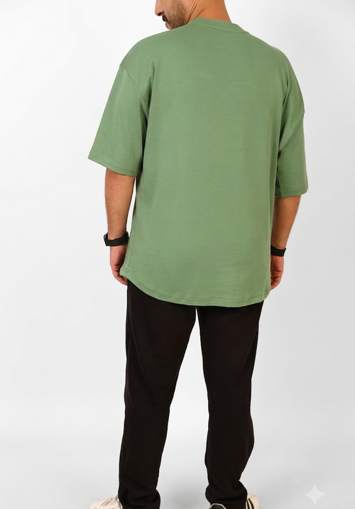 MEN - Navy Green Oversized Sleeve T-Shirt