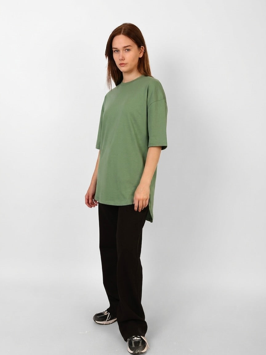 WOMEN - Navy green Oversized Sleeve T-shirt