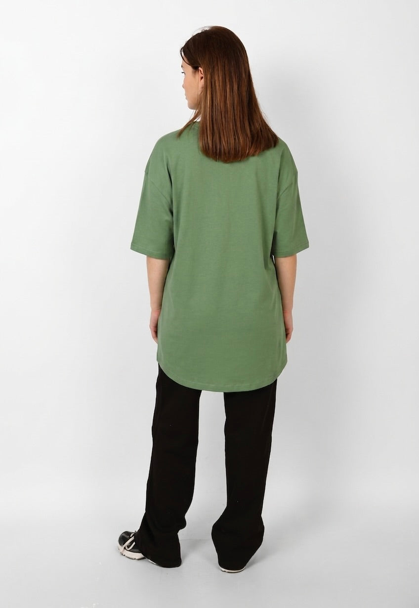 WOMEN - Navy green Oversized Sleeve T-shirt